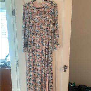 & Other Stories Pink and Gray Long Sleeve Gown